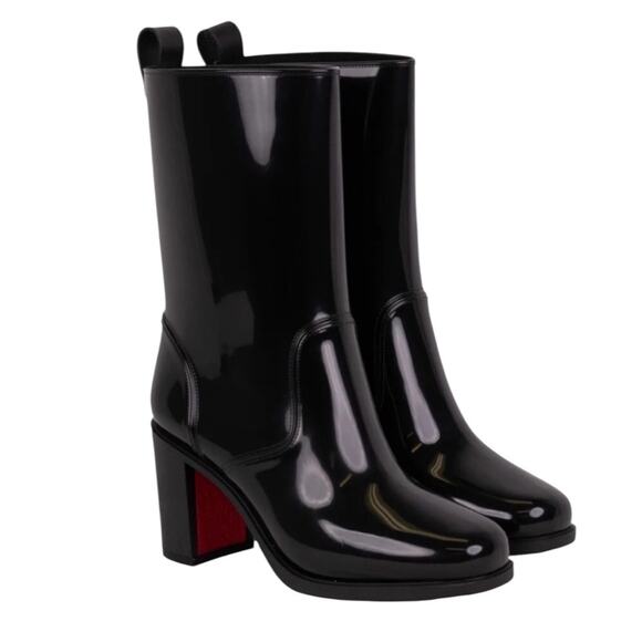 Christian Louboutin Shoes - Christian Louboutin Black PVC Winter Rain Calf Boots Size 38